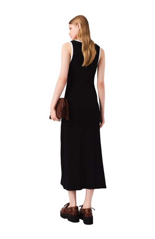 Maje Stretch-cotton Ribbed Maxi Dress In Black