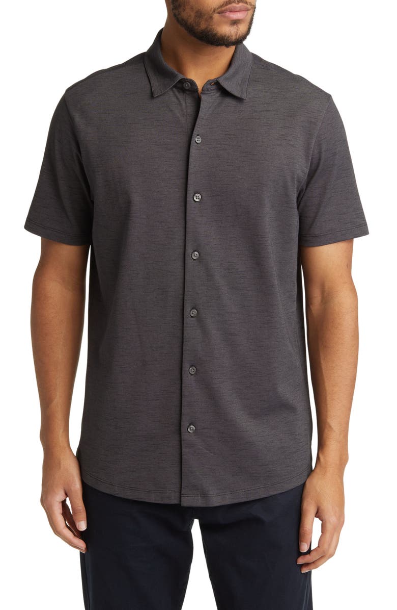 Robert Barakett Whitner Knit Short Sleeve Button-Up Shirt, Main, color,