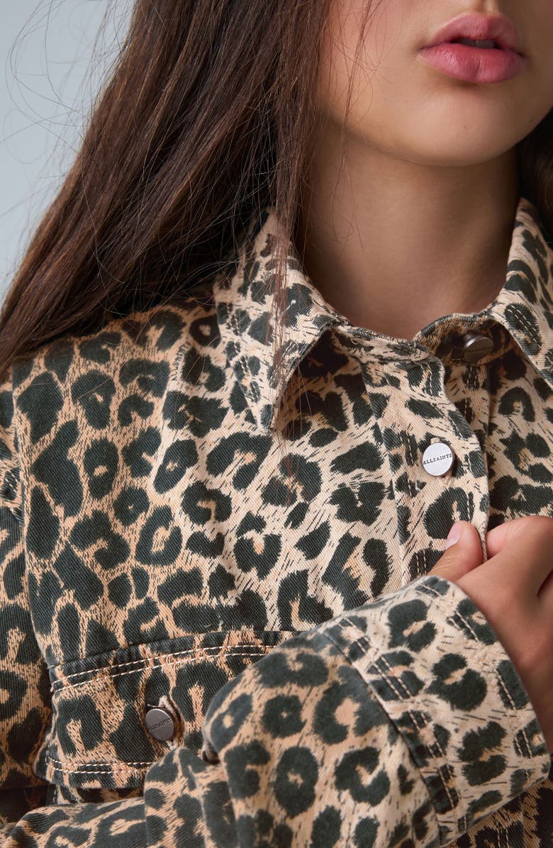 smALLSAINTS by ALLSAINTS Kids' Leopard Ombré Oversize Denim Shacket, Alternate, color, Brown