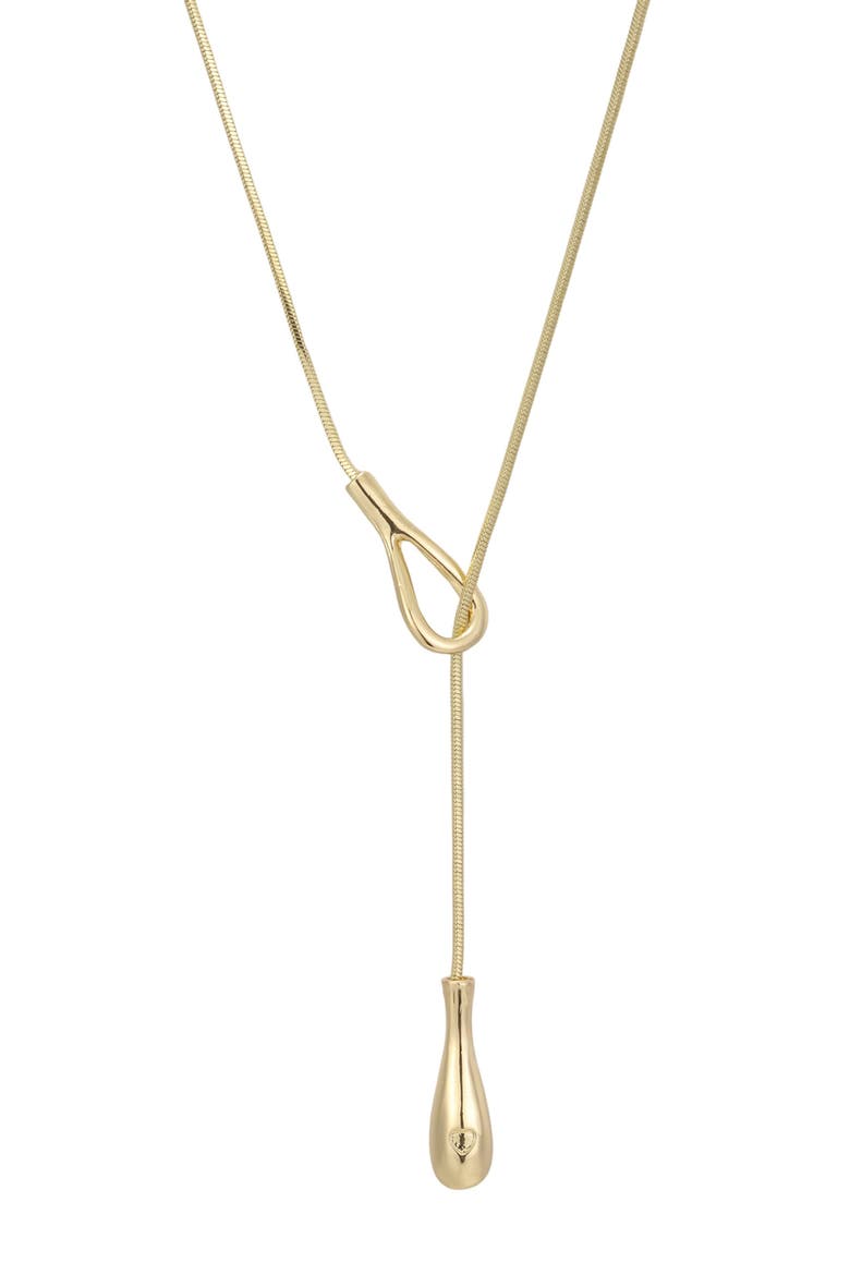 Pear Drop Lariat Necklace, Main, color, GOLD
