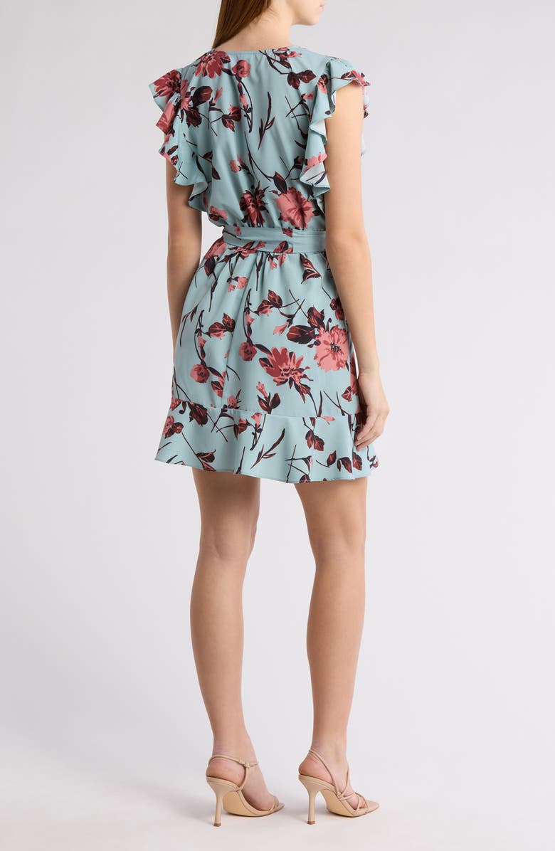 Melrose and Market Ruffle Tie Waist Dress, Alternate, color, Teal- Pink Prim Bloom