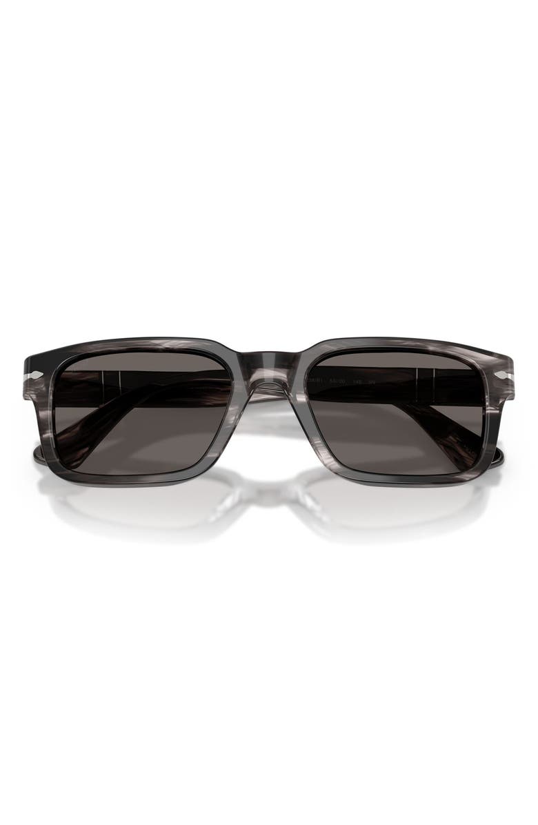 Persol 53mm Rectangular Sunglasses, Alternate, color, Striped Black / Grey