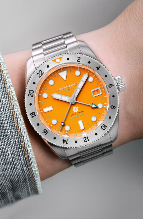Spinnaker Croft Gmt Automatic Bracelet & Rubber Strap Watch, 39mm In Orange