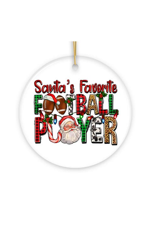 Santas Favorite Football Player Plaid Ornament