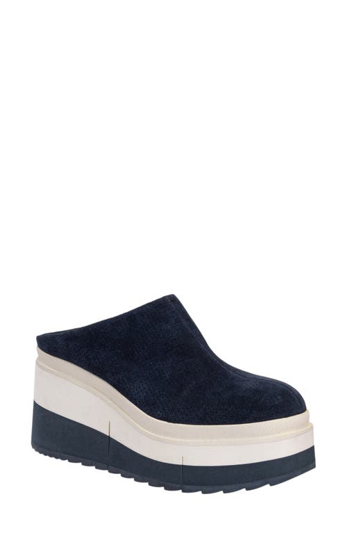 Naked Feet Coach Wedge Mule in Navy