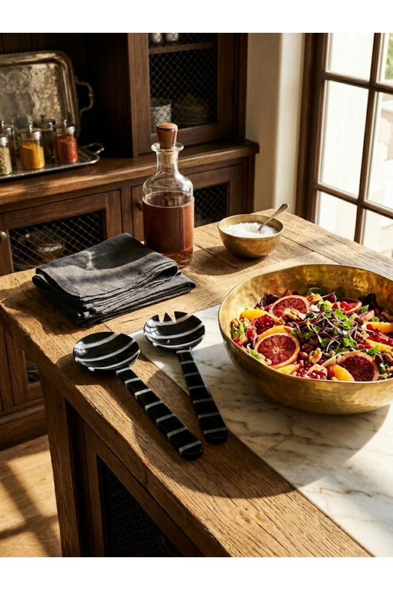 Cox Salad Servers, Alternate, color, Black & Ivory