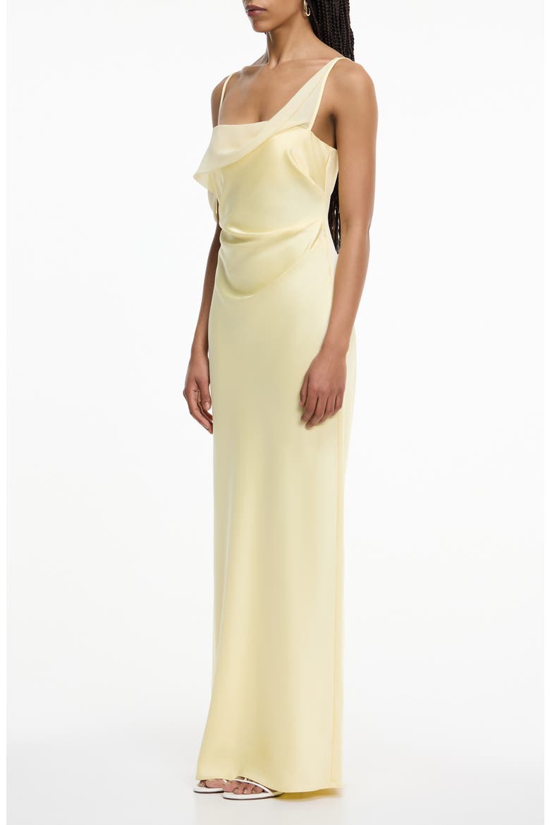 Devlyn Satin & Chiffon Gown, Alternate, color, BUTTER