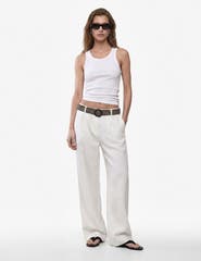 Koton Belted Linen Wide Leg Trousers