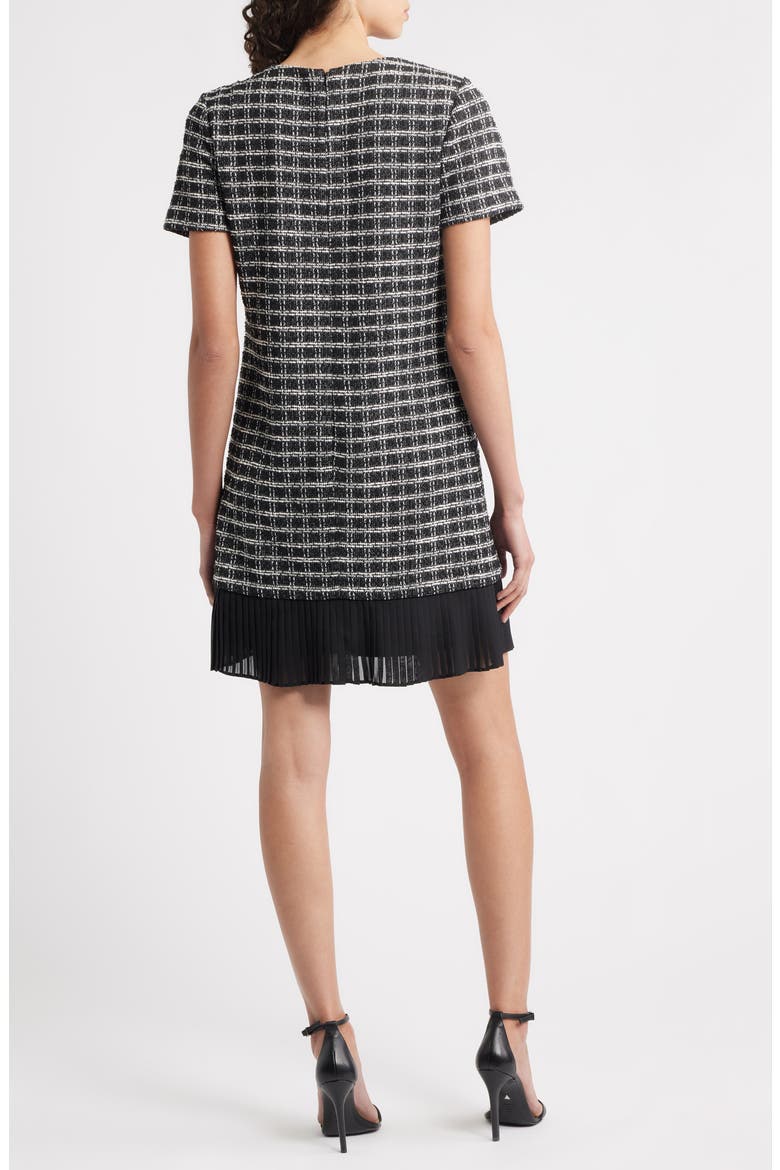 Pleated Hem Bouclé Minidress, Alternate, color, BLACK MULTI