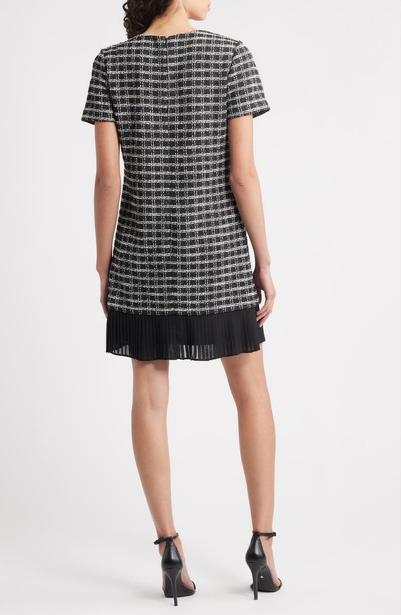 Julia Jordan Pleated Hem Bouclé Minidress, Alternate, color, Black Multi