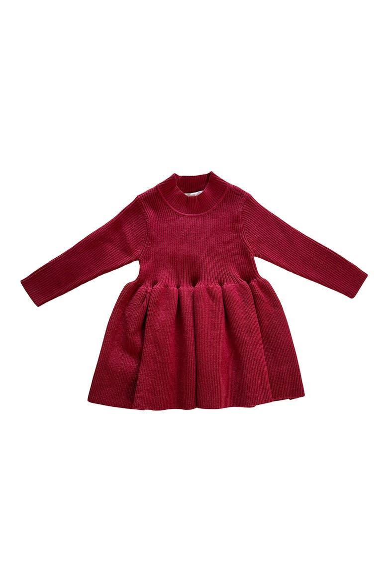 Falyn Long Sleeve Cotton Sweater Dress, Main, color, WINE RED
