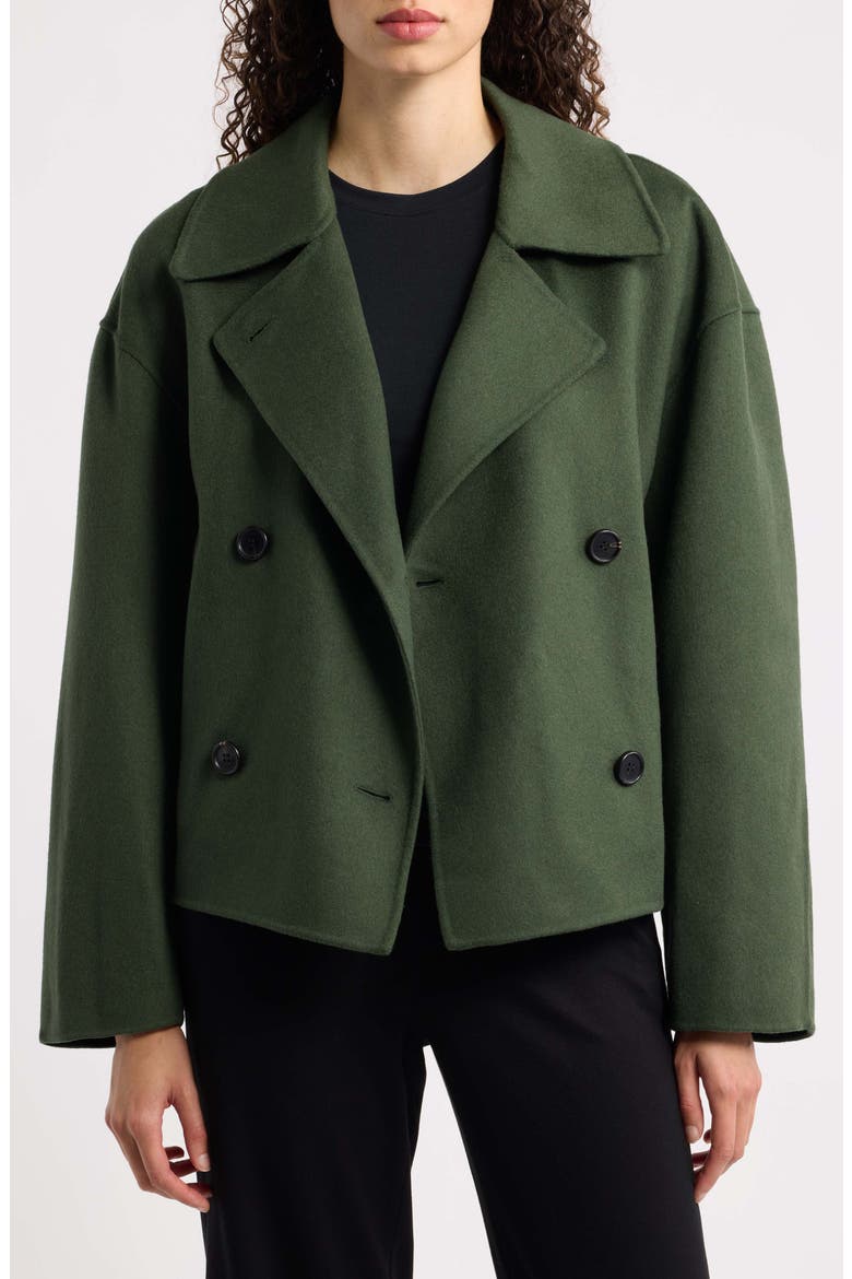 Double Breasted Wool Blend Peacoat, Alternate, color, IVY MELANGE - 2VR