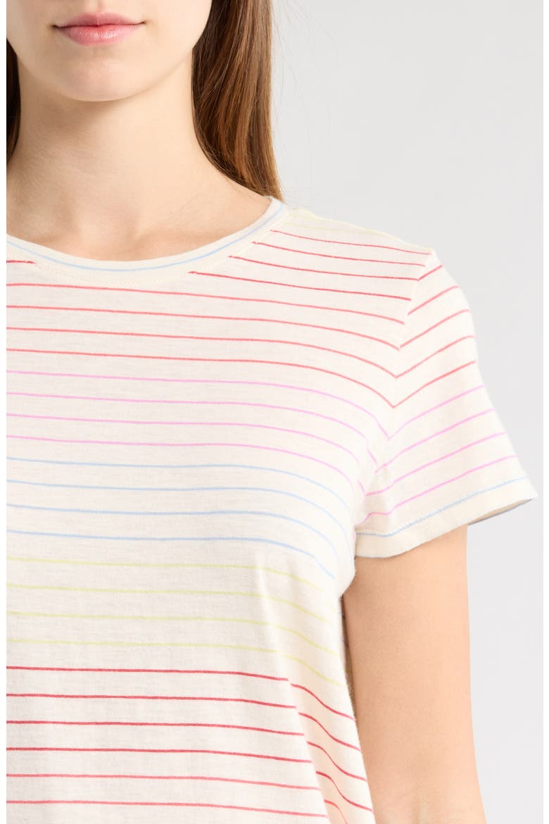 Stripe Cotton Blend T-Shirt, Alternate, color, RAINBOW STRIPE