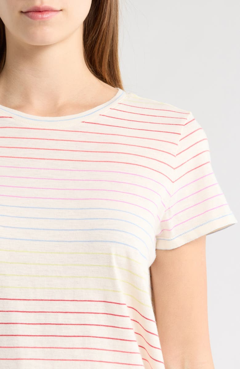 Marine Layer Stripe Cotton Blend T-Shirt, Alternate, color, Rainbow Stripe