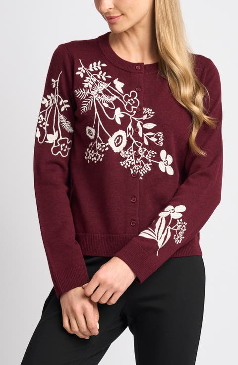Embroidered Floral Button Front Cardigan
