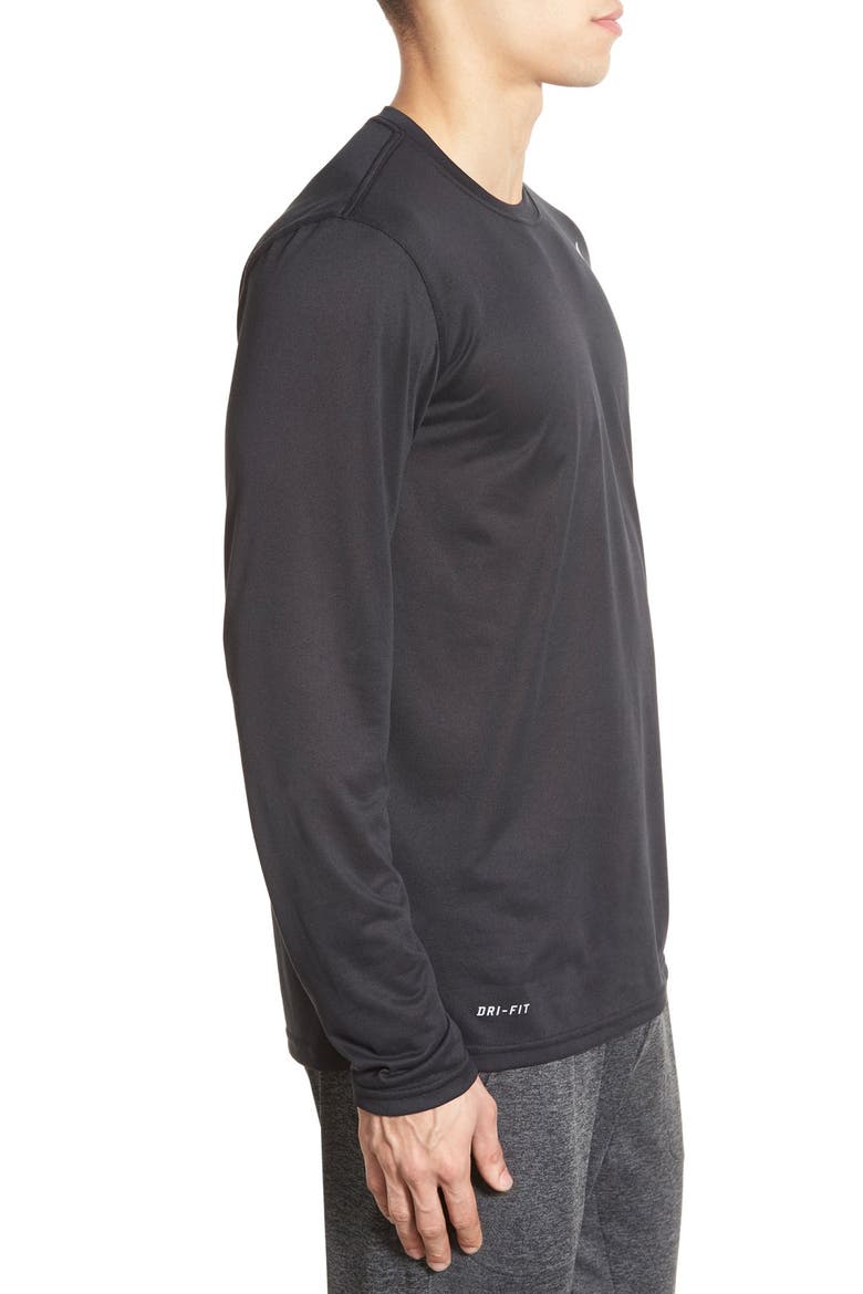 'Legend 2.0' Long Sleeve Dri-FIT Training T-Shirt, Alternate, color, BLACK/ BLACK/ MATTE SILVER