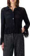 Akris punto Chunky Fringe Open Stitch Cotton Cardigan