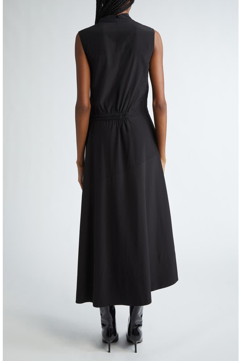 Sabrina Asymmetric Ruched Silk Blend Dress, Alternate, color, BLACK