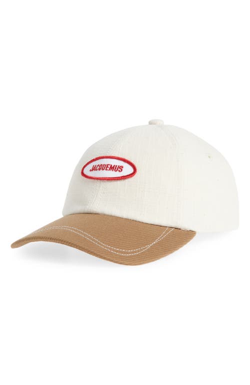 Jacquemus La Casquette Canvas Gelato Cap In Off White/light Brown