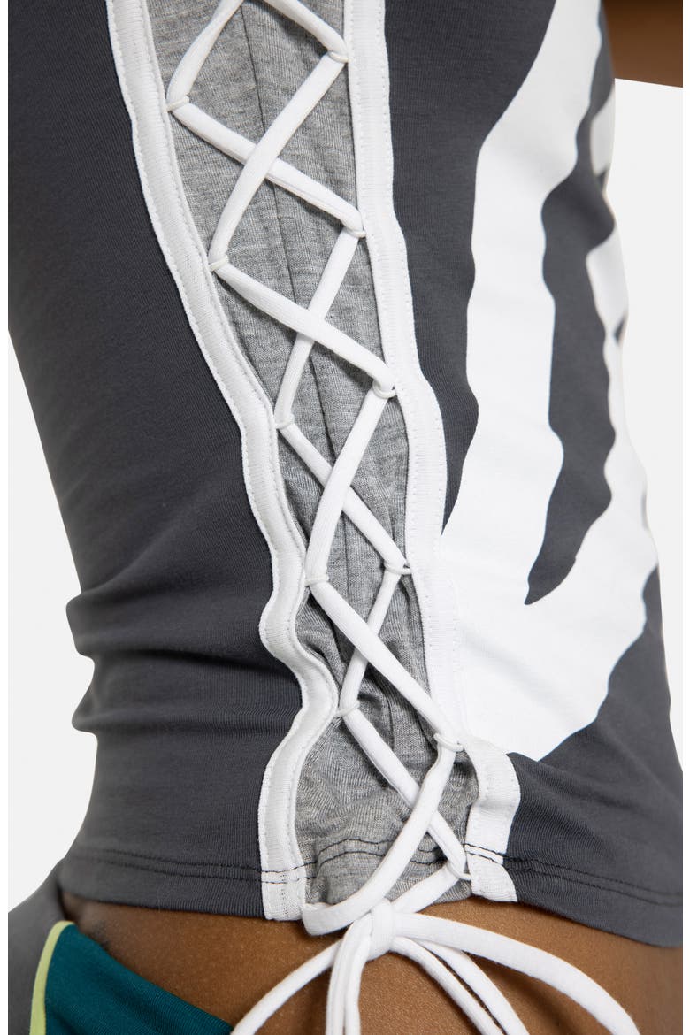 Lace-Up Football Baby Tee, Alternate, color, GREY