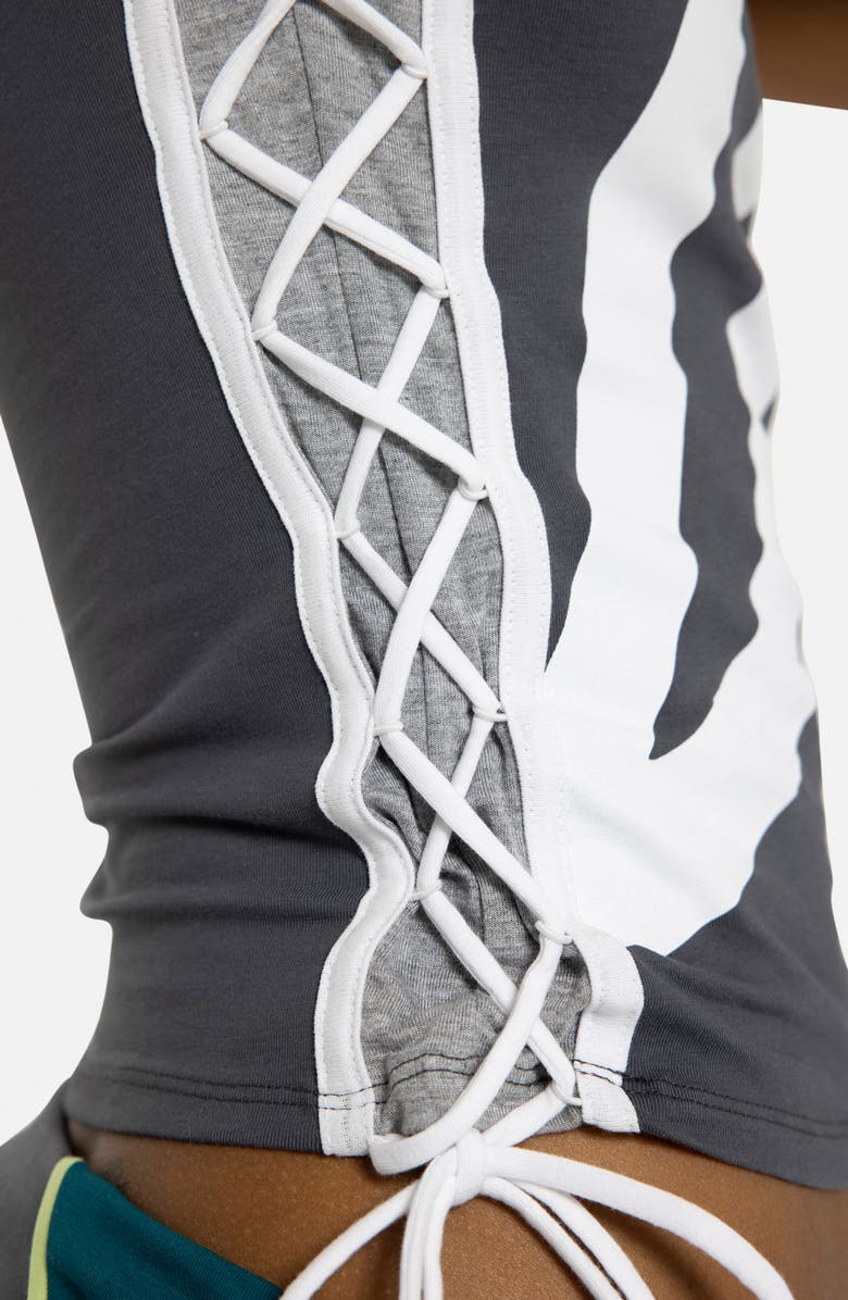 JADED LONDON Lace-Up Football Baby Tee, Alternate, color, Grey