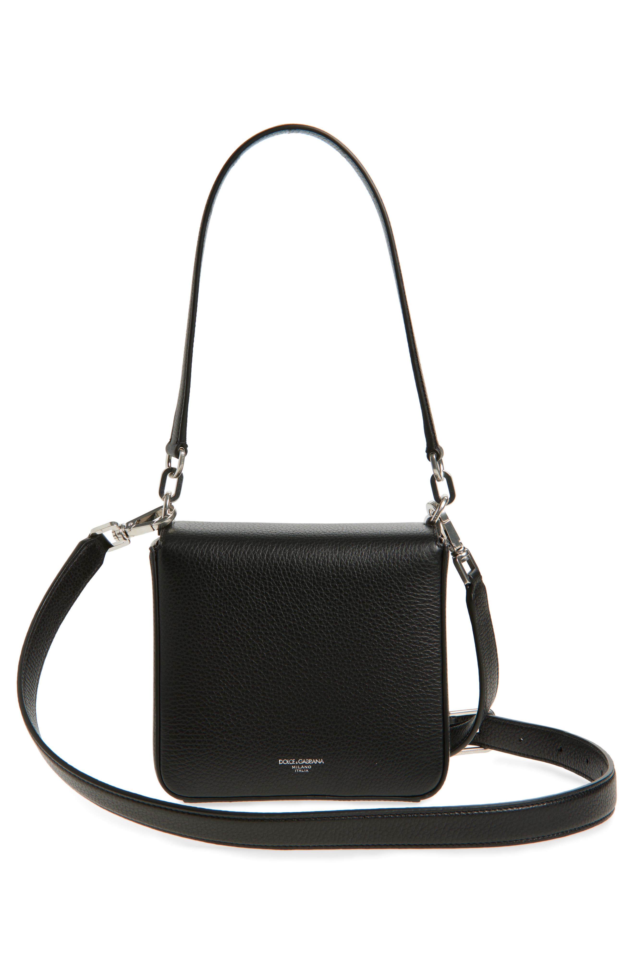 Dolce&Gabbana Marlene Leather Shoulder Bag, Alternate, color, Black