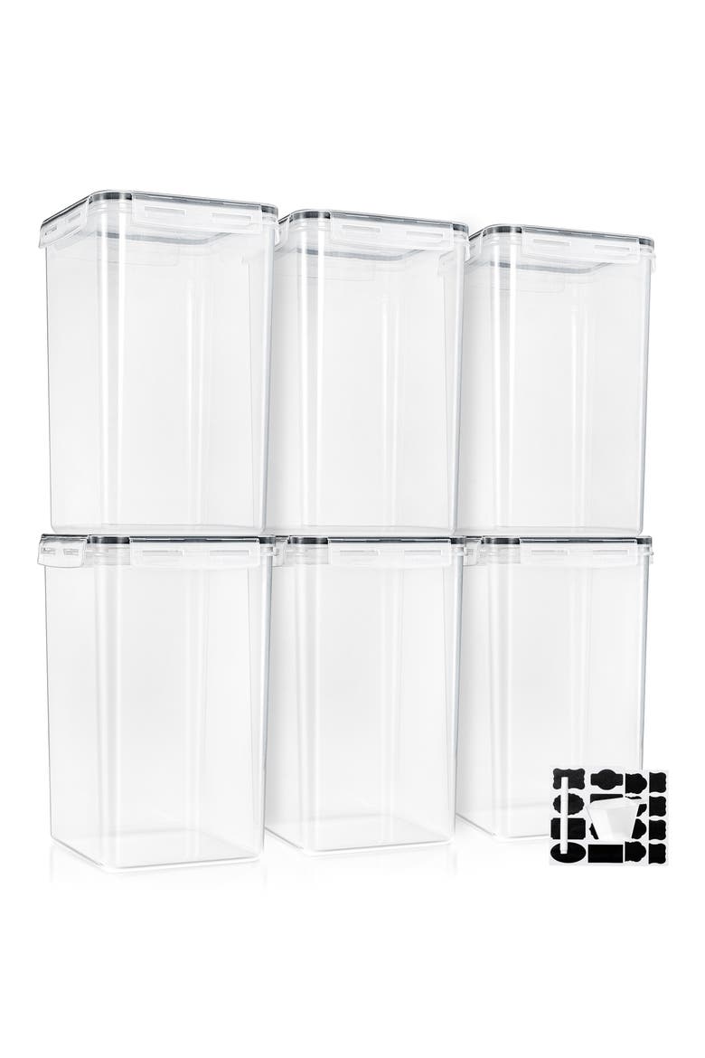 6-Pack Airtight Food Storage Containers, Main, color, CLEAR