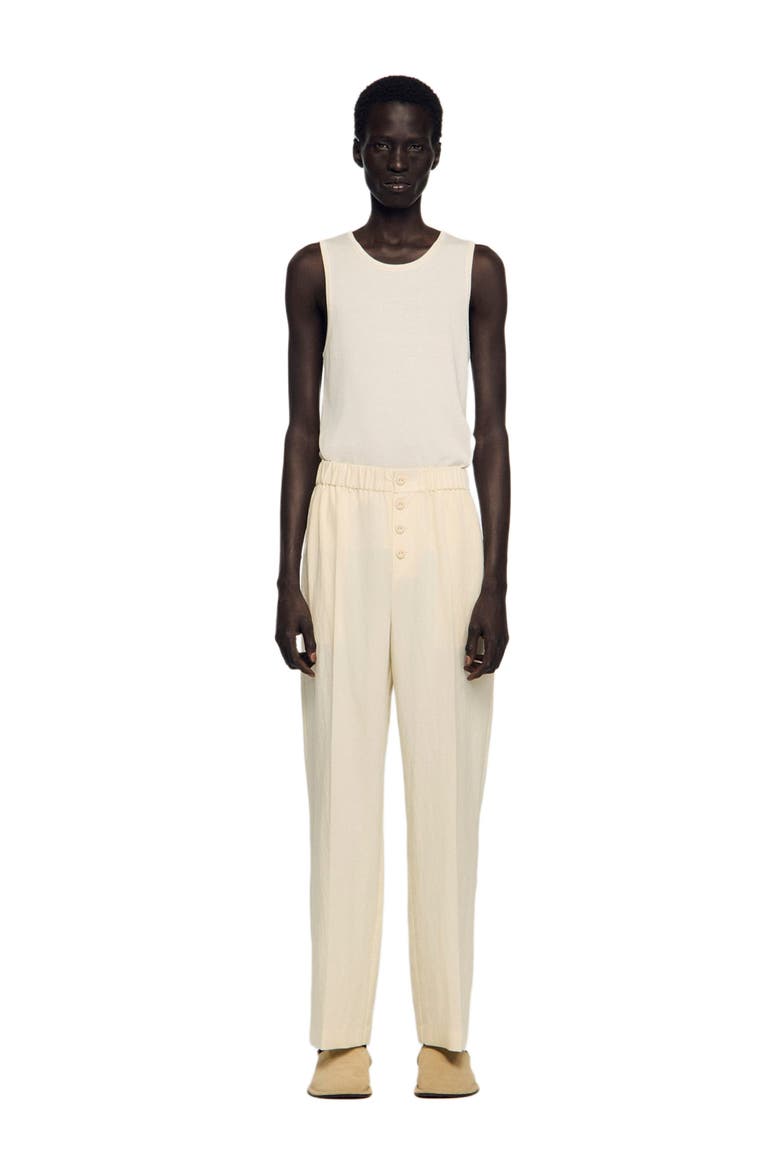 Flowing elasticated trousers, Alternate, color, Butter cream