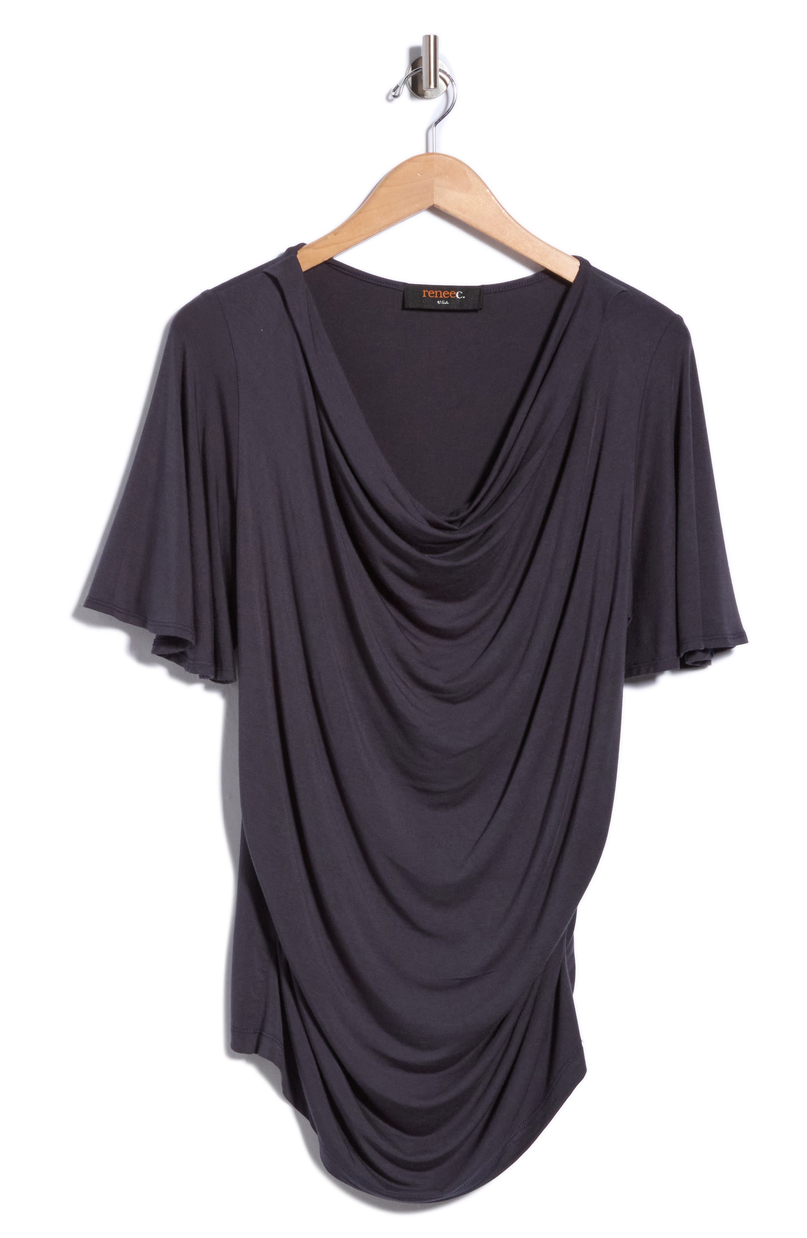 Cowl Neck Top with Flutter Sleeves