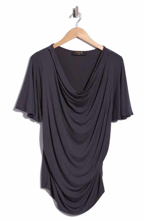 Cowl Neck Top with Flutter Sleeves