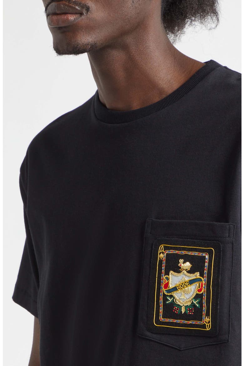 Bullion Card Embroidered Cotton Pocket T-Shirt, Alternate, color, BLACK