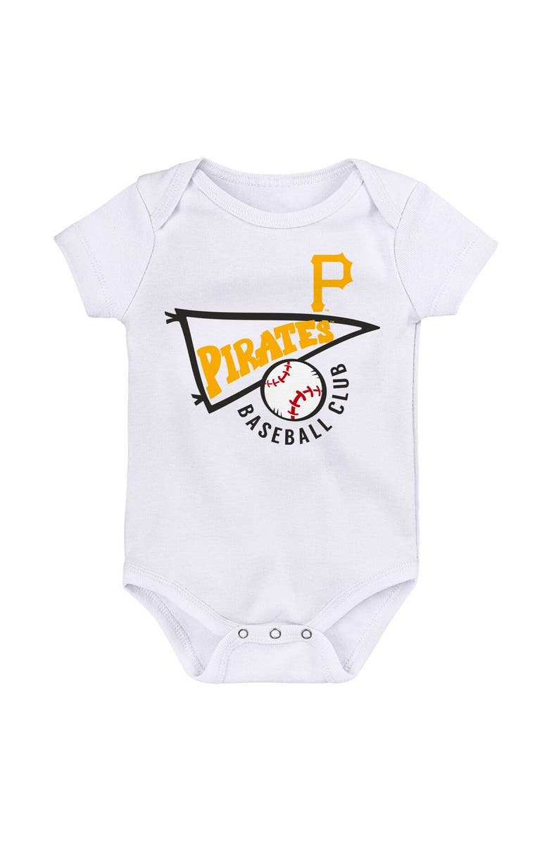 Outerstuff Newborn & Infant Gold/White/Heather Gray Pittsburgh Pirates Biggest Little Fan 3-Pack Bodysuit Set, Alternate, color, Gold