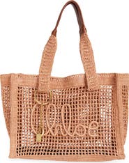 Chloé Summer Banana Crochet Raffia Tote Bag