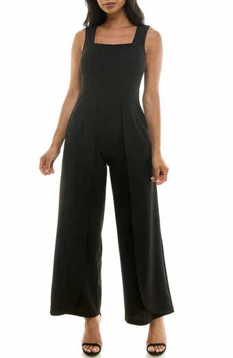 Nina Leonard Square Neck Sleeveless Tulip Hem Jumpsuit