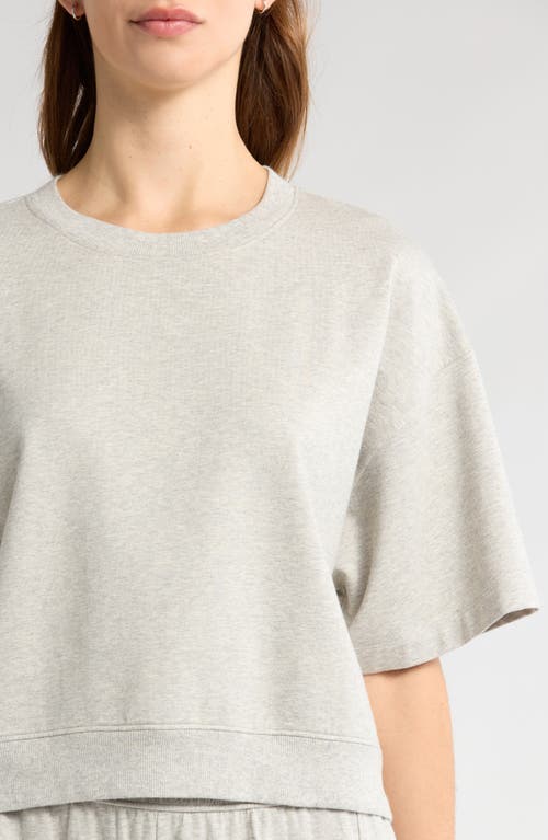Zella Terry Crewneck Sweatshirt In Grey Light Heather