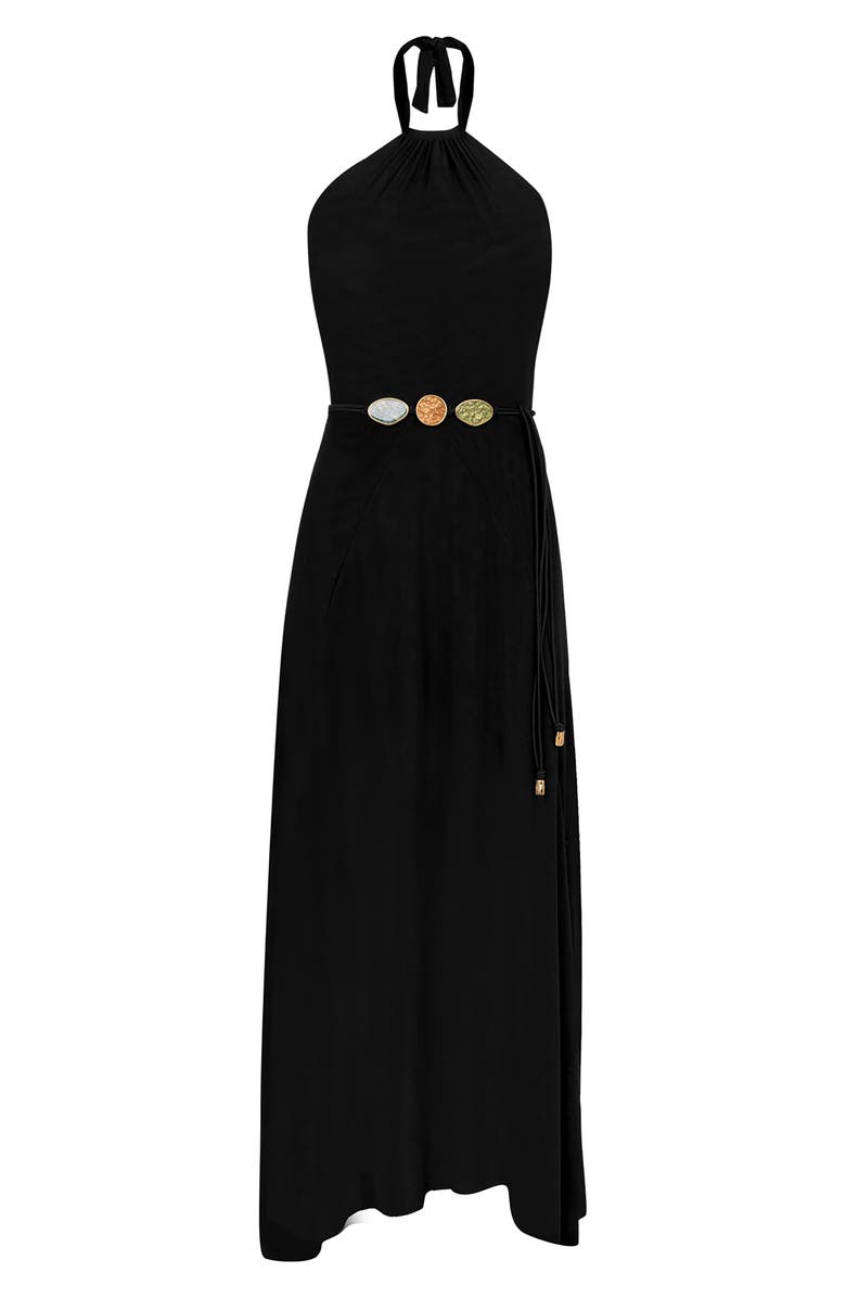 ViX Paula Hermanny Lelia Mesh Halter Dress, Alternate, color, Black