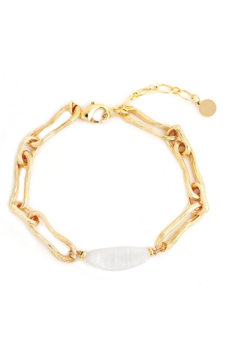 Panacea Freshwater Pearl Chain Link Bracelet, Main, color, White