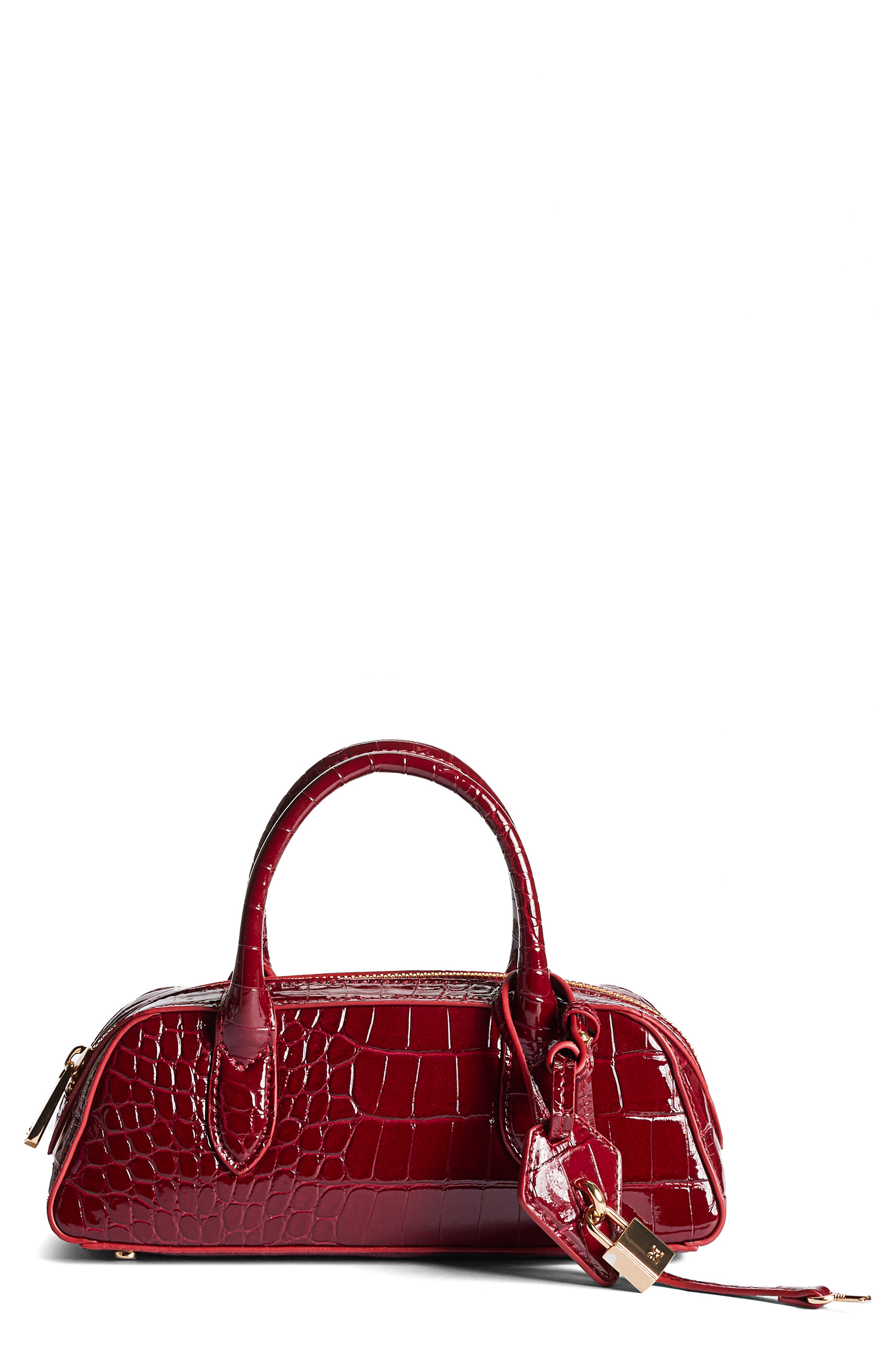 Sam Edelman Micro Nori Faux Leather Bowler Satchel, Main, color, Bordeaux