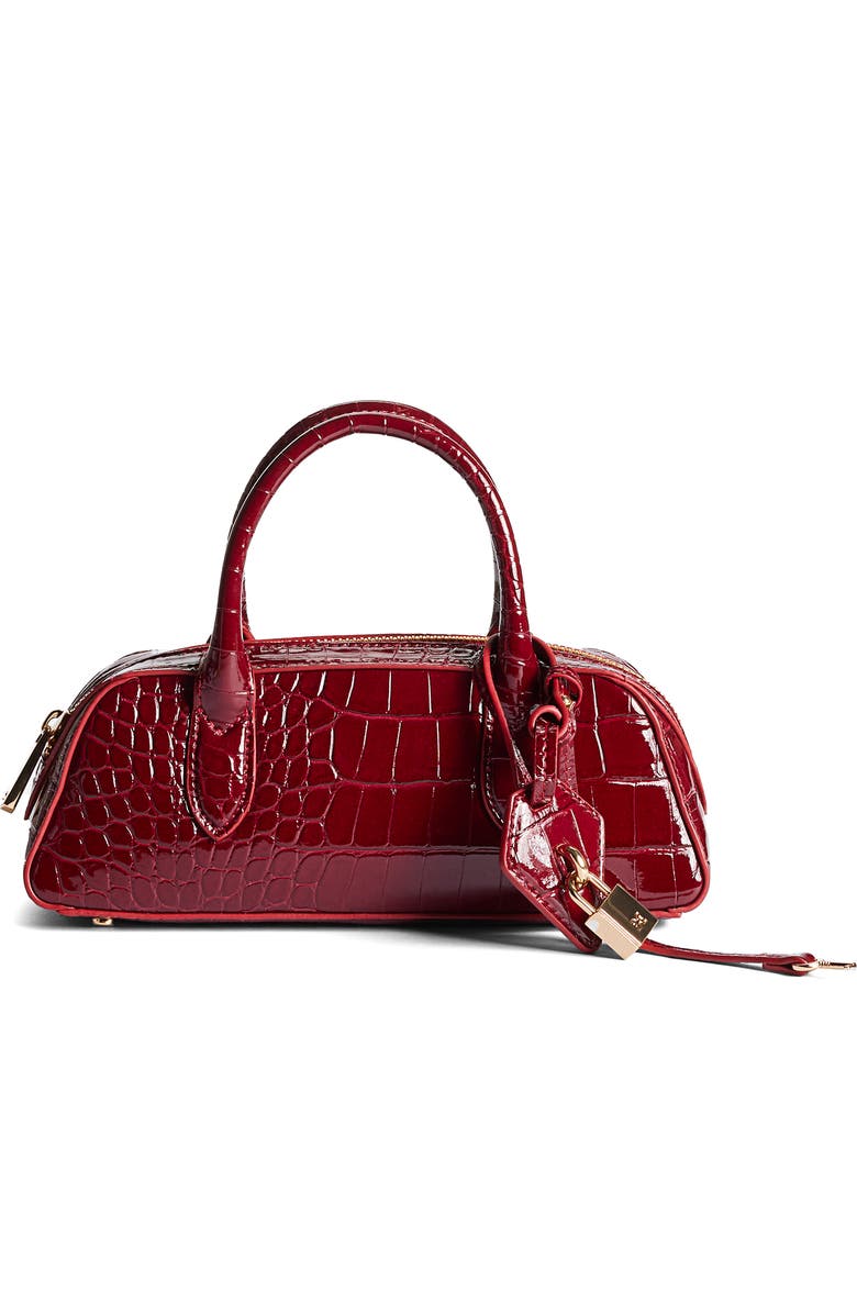 Sam Edelman Micro Nori Faux Leather Bowler Satchel, Main, color, Bordeaux