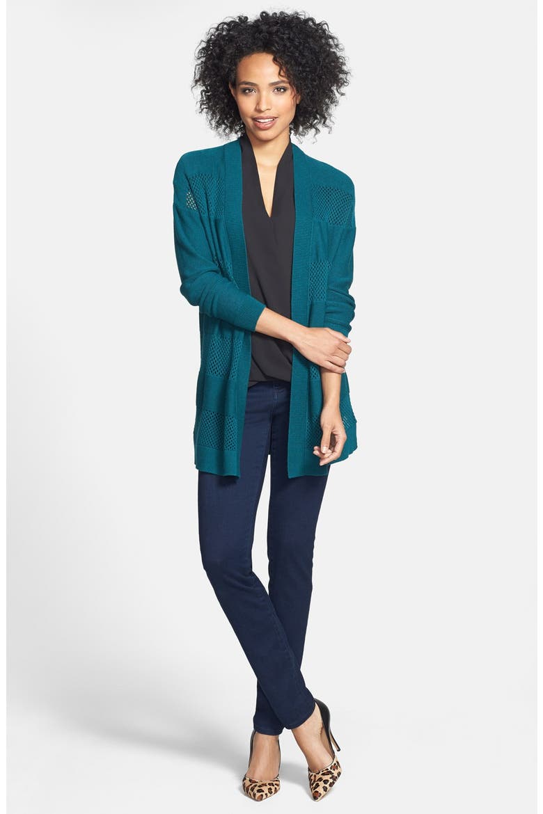 Print Faux Wrap Front Blouse, Alternate, color, BLACK