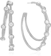 Ettika Crystal Dotted Double Hoop Earrings