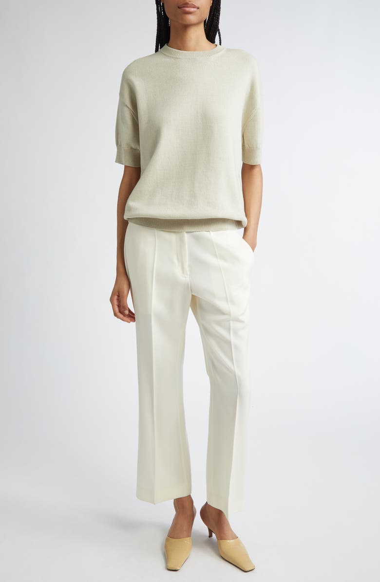 Jil Sander Short Sleeve Cashmere & Cotton Crewneck Sweater, Alternate, color, 