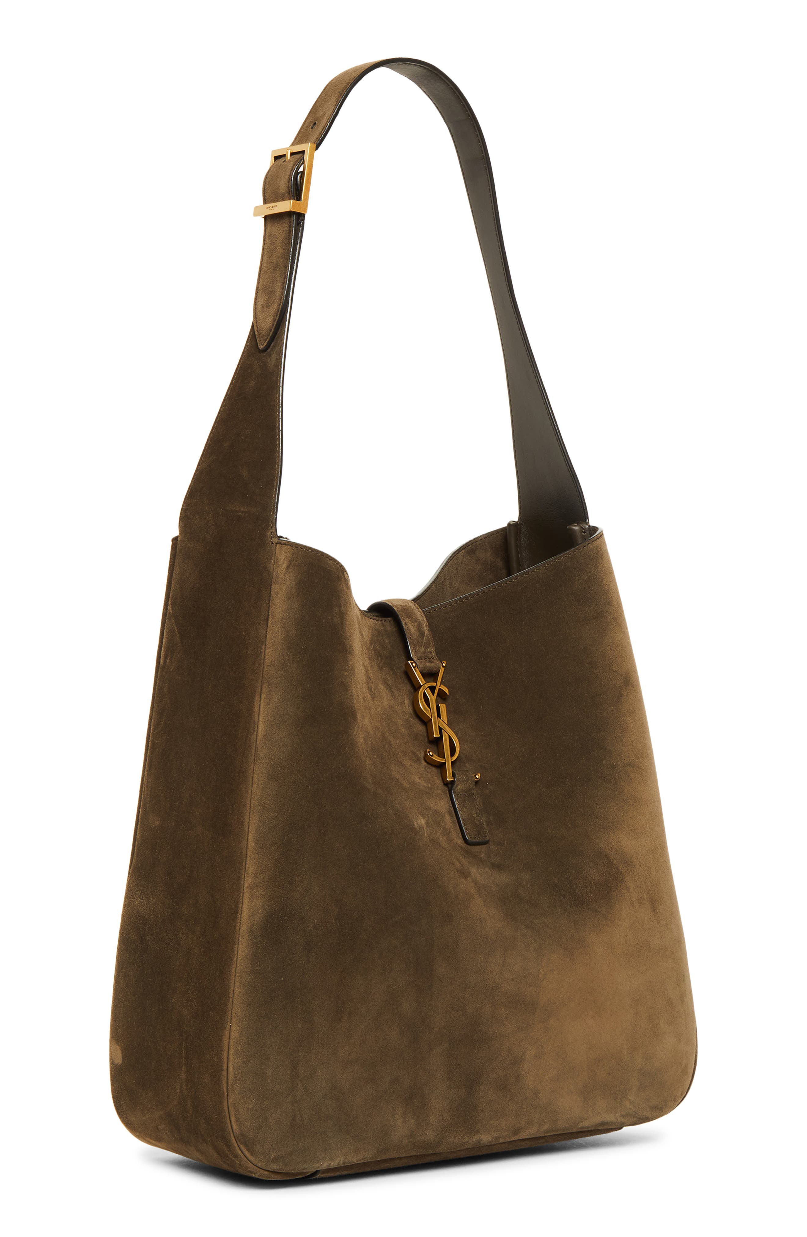 Saint Laurent Large 5 à 7 Leather Hobo Bag, Alternate, color, Light Musk