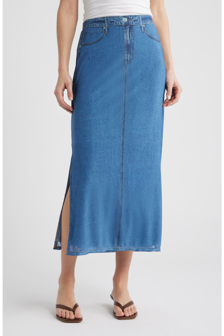 Denim Mesh Maxi Skirt, Main, color, INDIGO