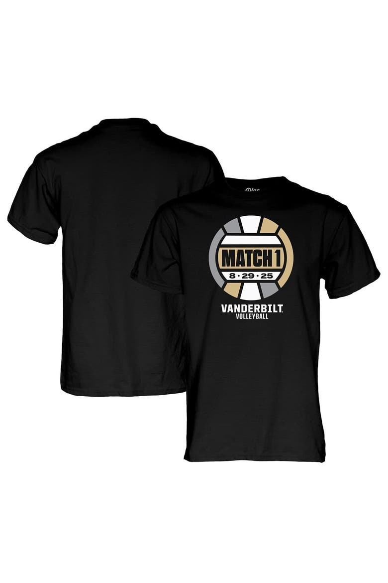Unisex Blue 84 Black Vanderbilt Commodores Inaugural Volleyball Match T-Shirt, Main, color, Black