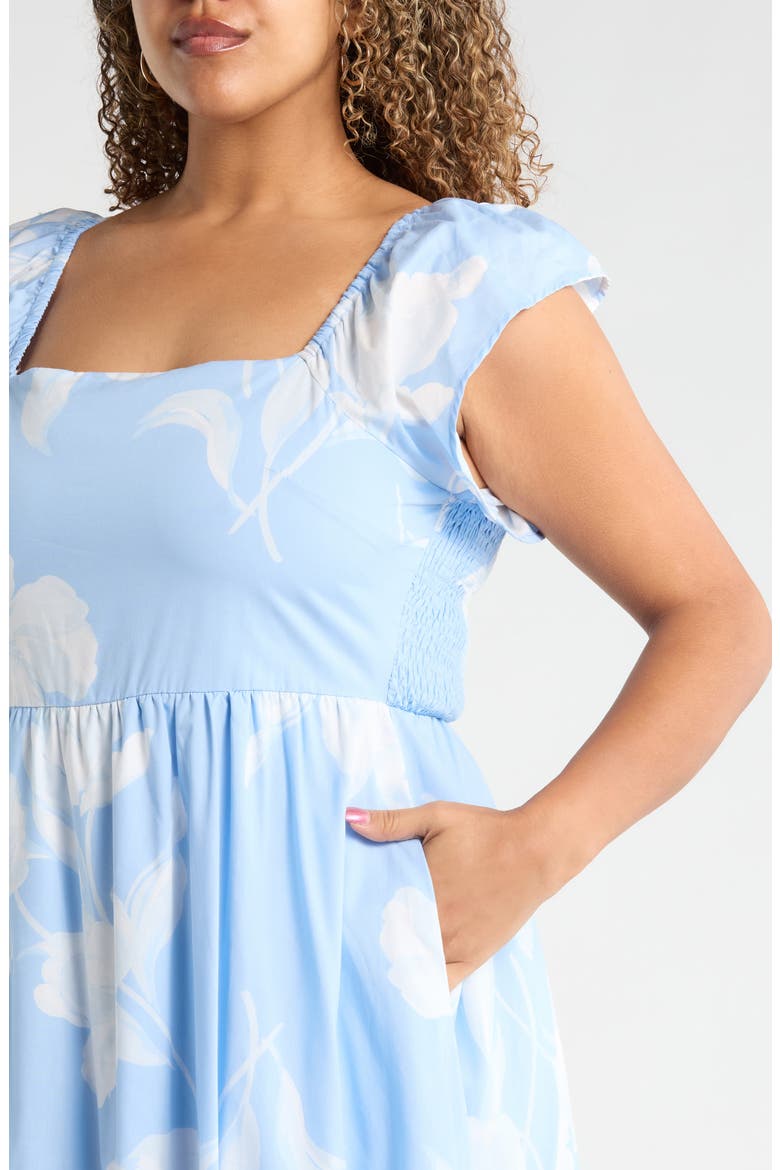 Afina Smocked Floral Maxi Dress, Alternate, color, BABY BLUE/ MULTI