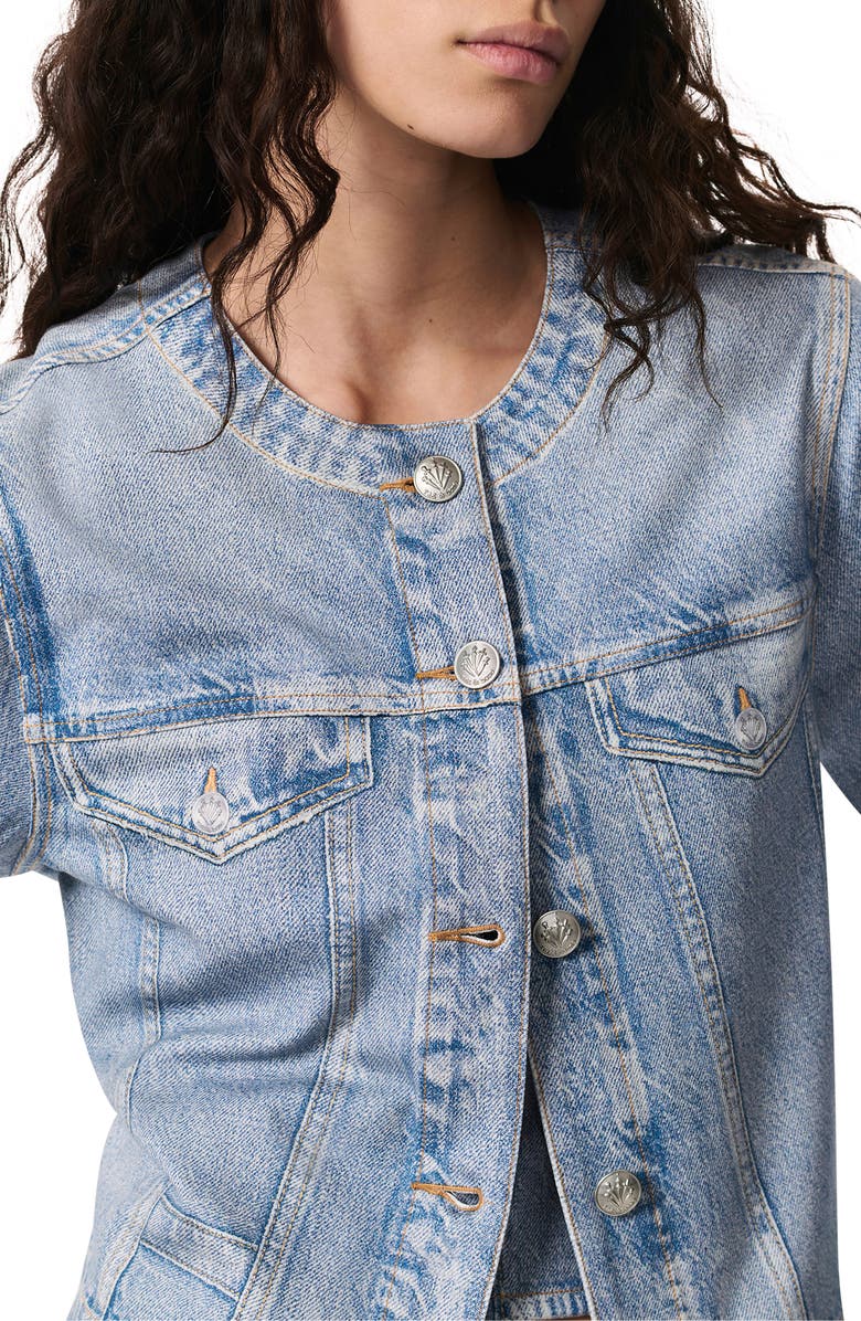 rag & bone Miramar Cora Collarless Trompe l'Oeil Faux Denim Ponte Jacket, Alternate, color,