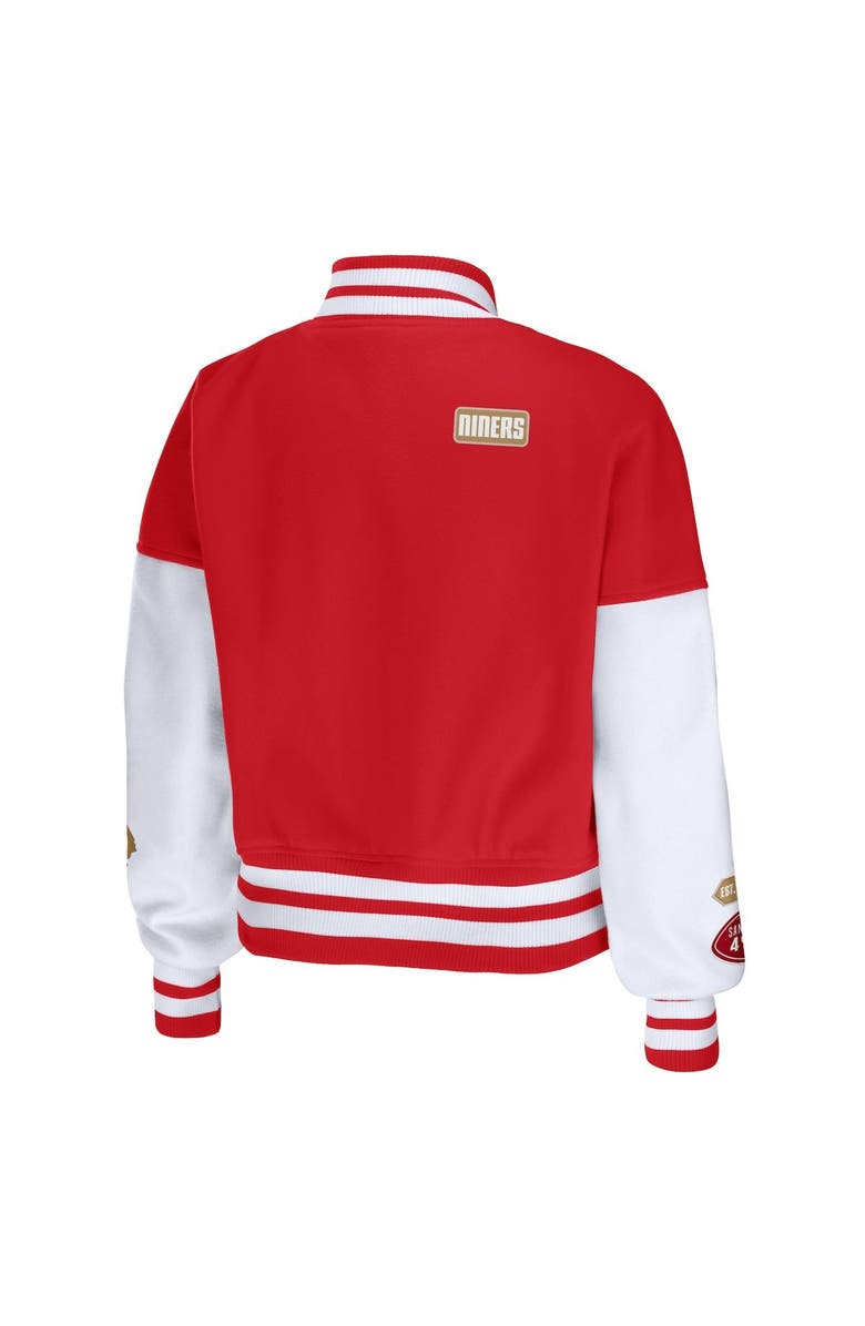 WEAR by Erin Andrews Women's WEAR by Erin Andrews Scarlet/White San Francisco 49ers Full-Zip Varsity Jacket, Alternate, color,