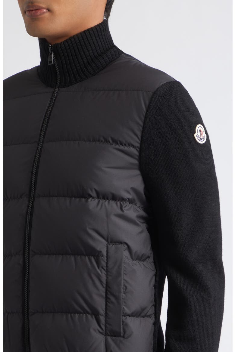 Wool Puffer Cardigan, Alternate, color, BLACK
