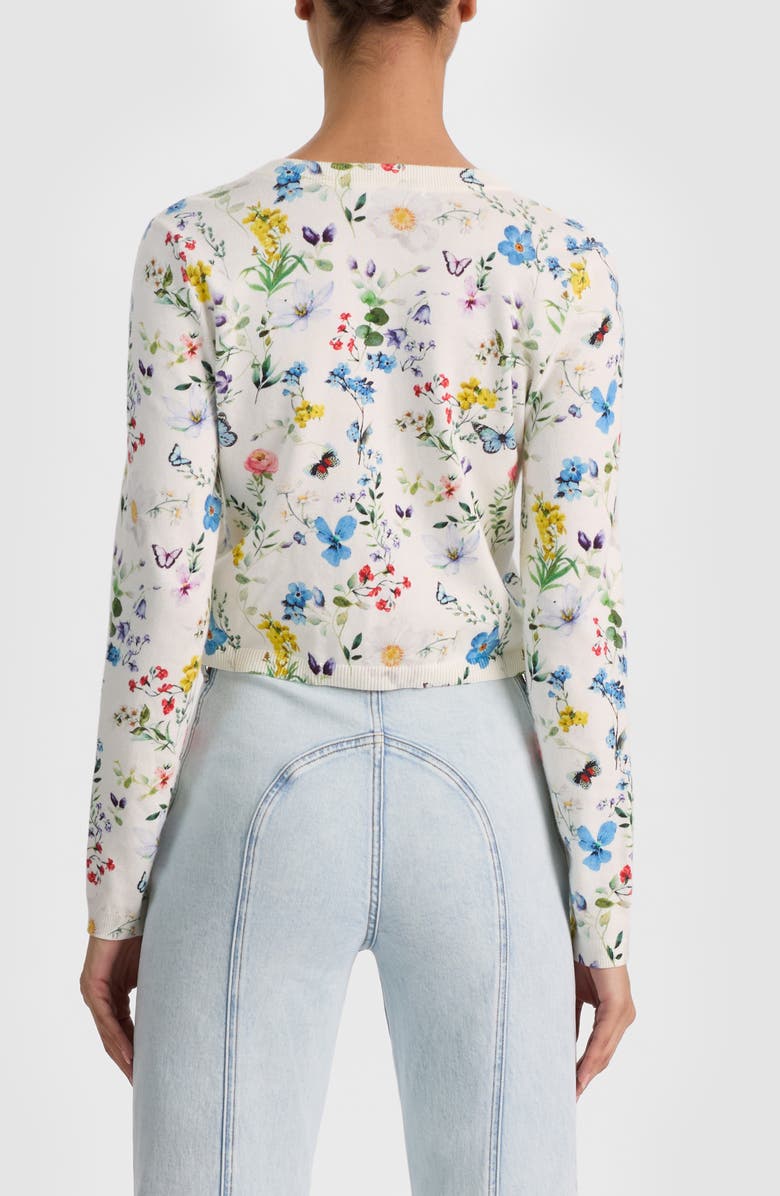 Alice + Olivia Carson Floral Cotton Blend Cardigan, Alternate, color, Twisting Vines Off White